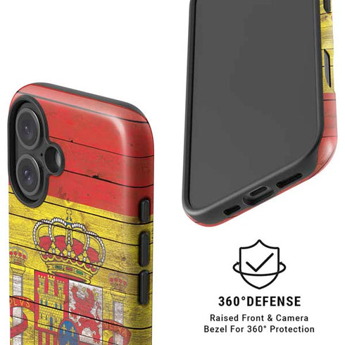 Spain Flag Dark Wood iPhone 16 Magsafe Impact Case